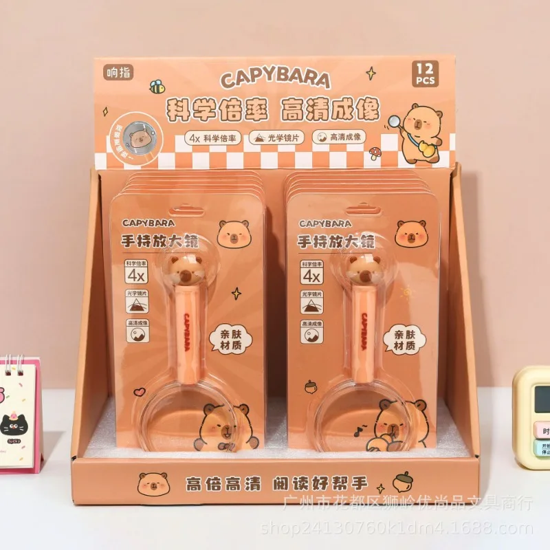 2025 Capybara Cartoon Magnifying Glasses Reading Newspaper Science Tool 4X Magnifyer Natural Children's Day Gift