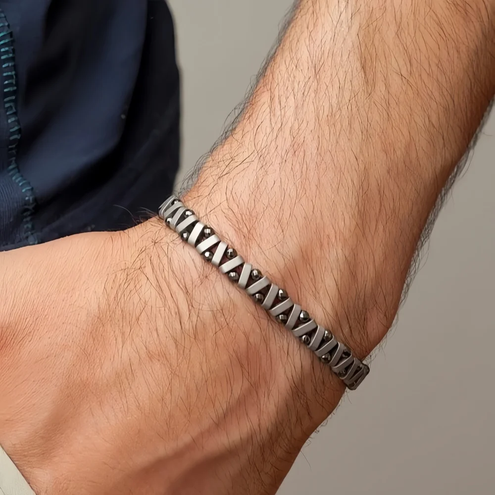 الرجعية الأسود الحجر الطبيعي غير النظامية أساور الهيب هوب الرجال تمتد الخرز أساور مجوهرات الأزياء العصرية اكسسوارات الهدايا