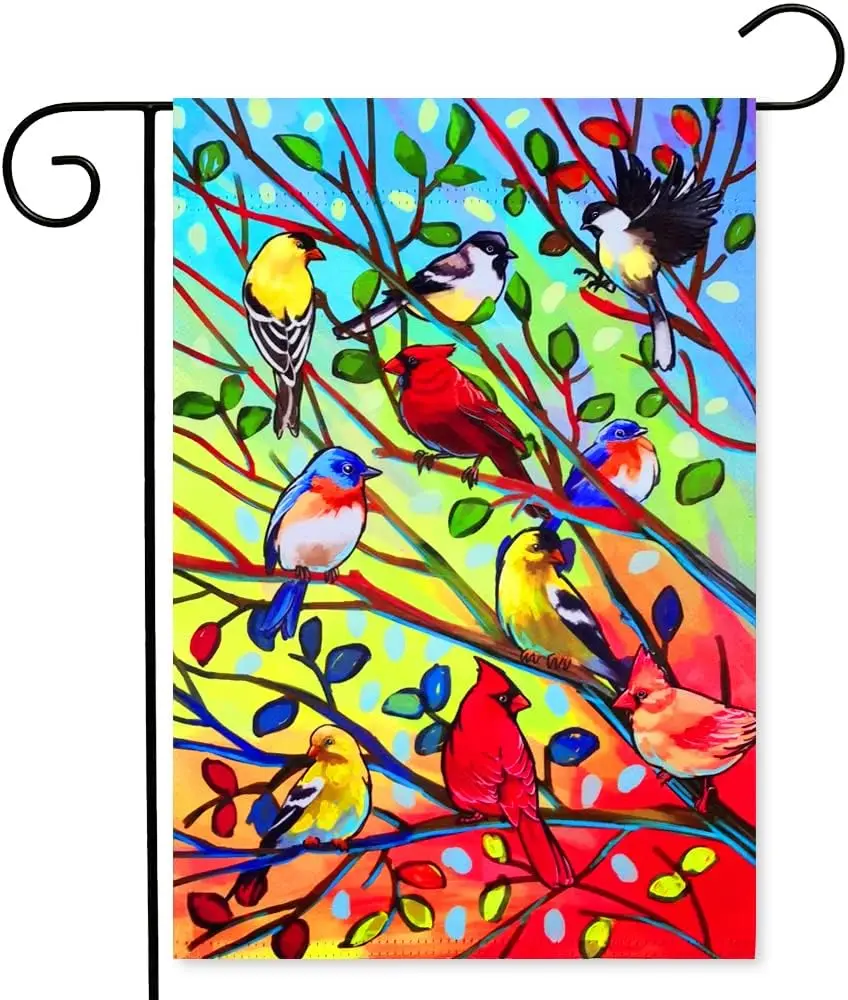 Tree Birds Garden Flags 12x18 Double Sided Decorative Yard Flags for Outside