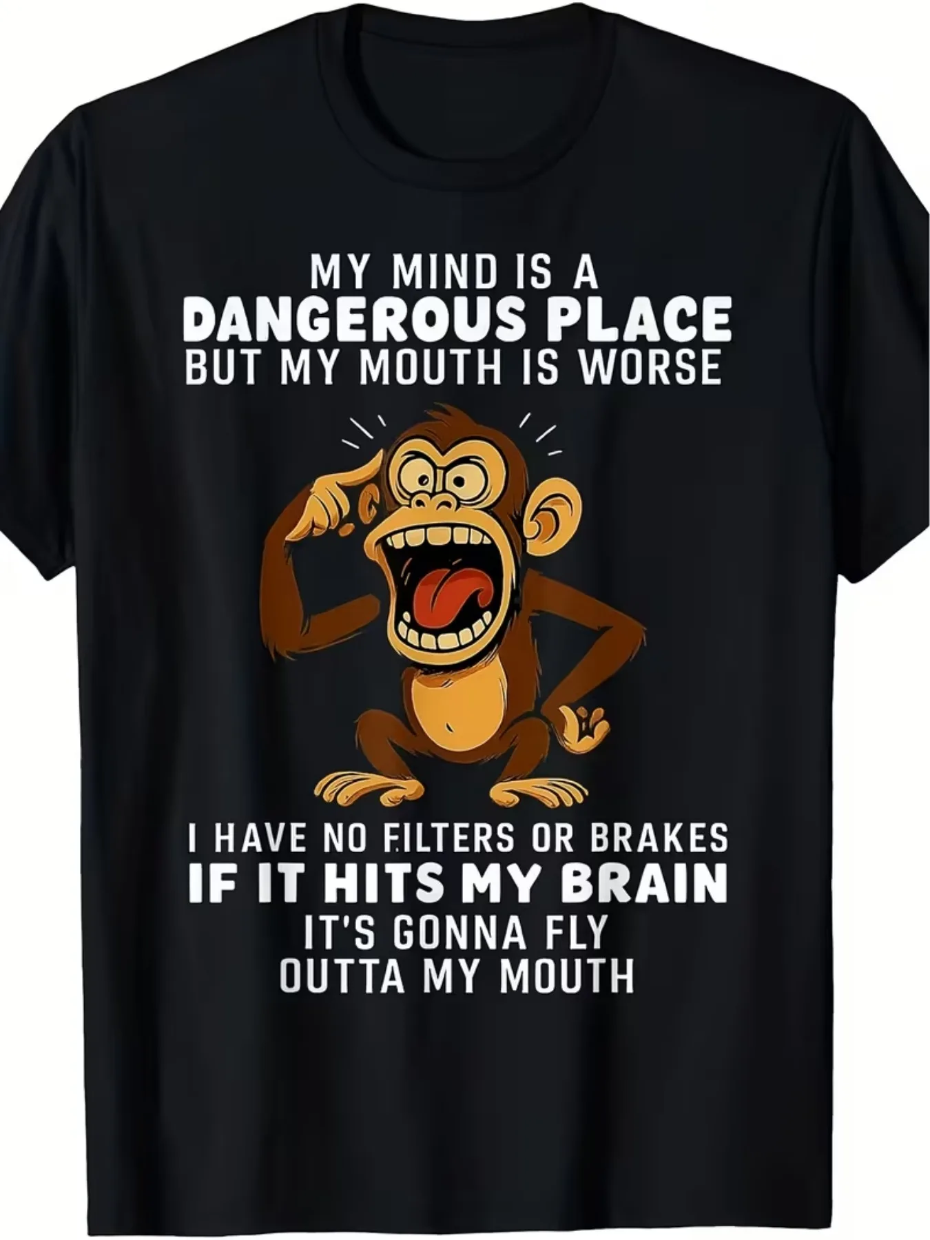 Men's Funny Monkey Print T-Shirt with 