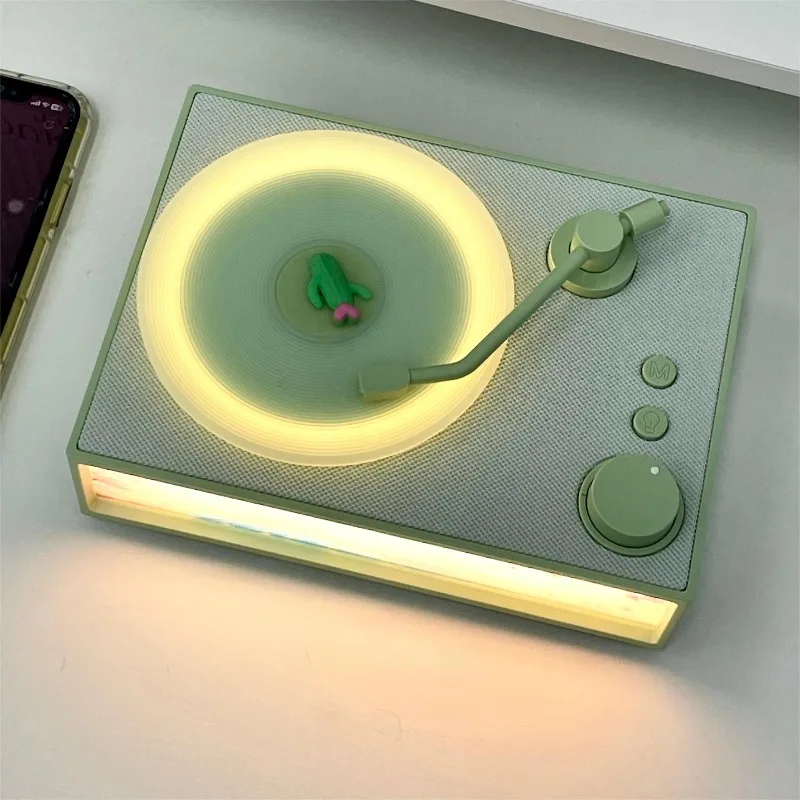 

Classic Wireless Speaker Aromatherapy Atmosphere Night Light X19 Retro Vinyl Record Player Two-Way Audio AUX