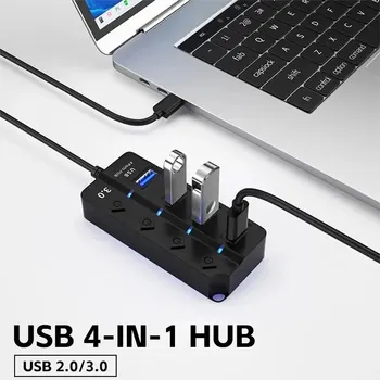 HUB USB3.0 USB Splitter 2.0 adattatore USB 4 in 1 prolunga per interruttore di alimentazione indipendente multiporta cavo da 30CM