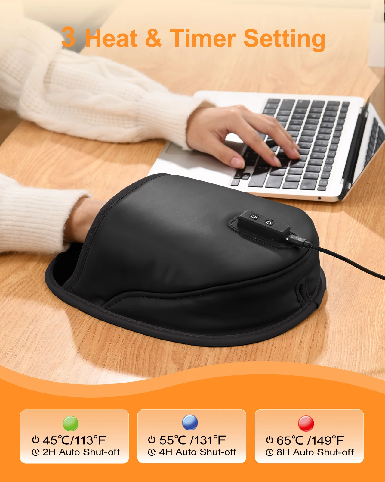 Eary USB Heated Mouse Pad Hand Warmer 3 Temperatures 3 Timer Adjustable Winter Great Gifts for PC Users Men Women for All Mice
