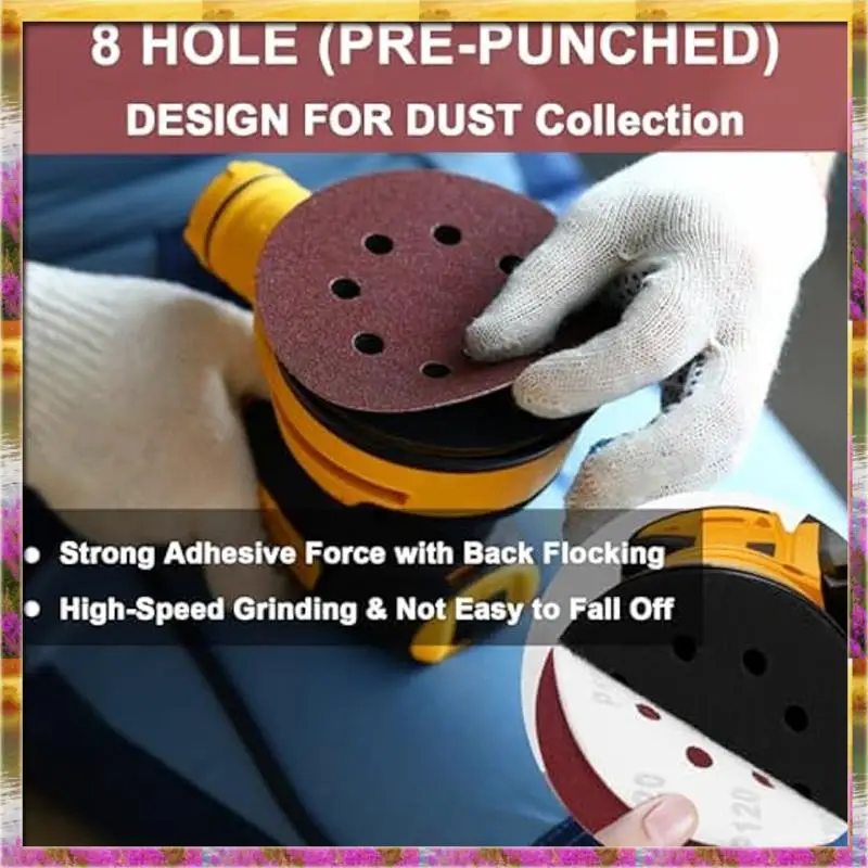 ABSU 160 шт. 5-дюймовый шлифовальный диск, 60/80/120/150/240/320/400/600 зернистость, наждачная бумага с крючком и петлей, песочная бумага для орбитальной шлифовальной машины Du