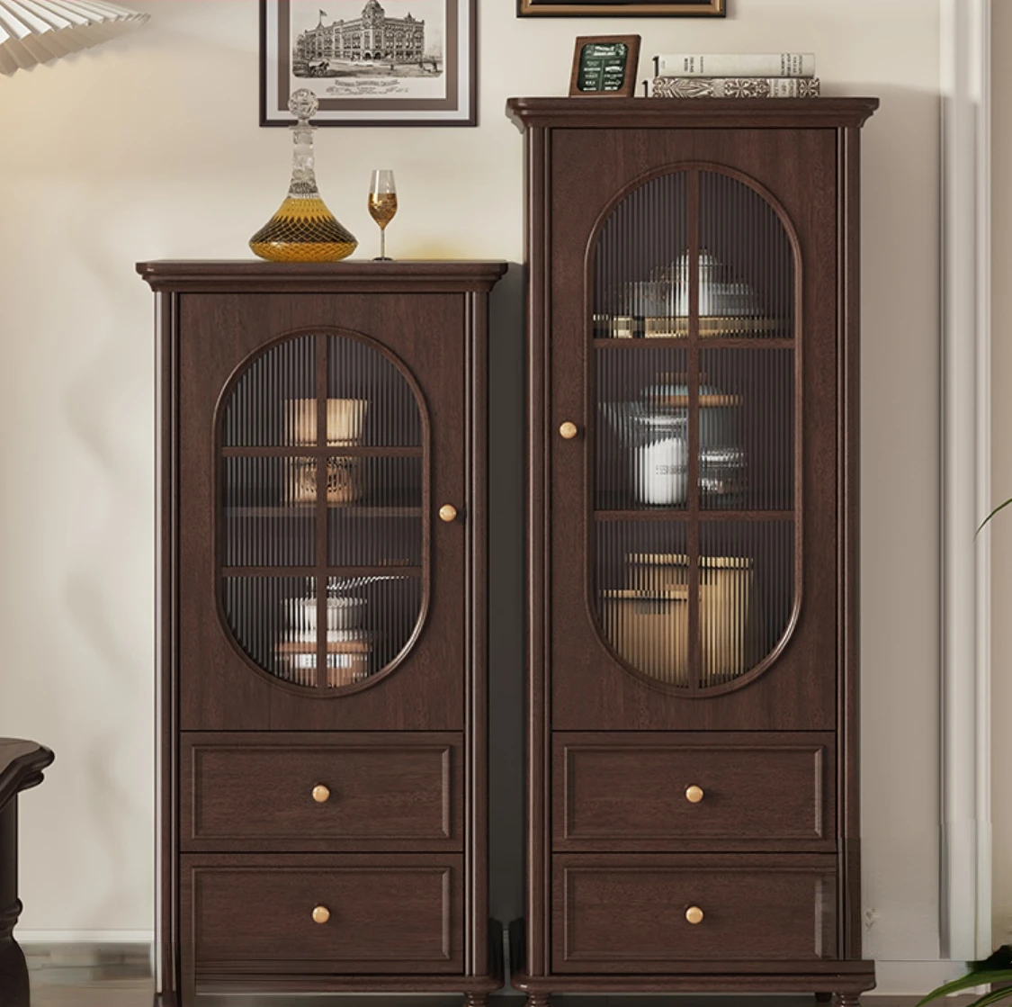 American retro home minimalist single door high and low cabinet combination