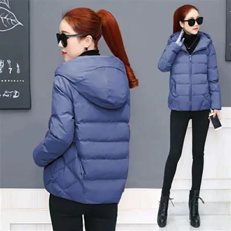 2023 Autumn Winter Cotton Suit Women Short Korean Loose Large Bread Suit Cotton Coat Coat Thickened Hooded Cotton Coat Jacket