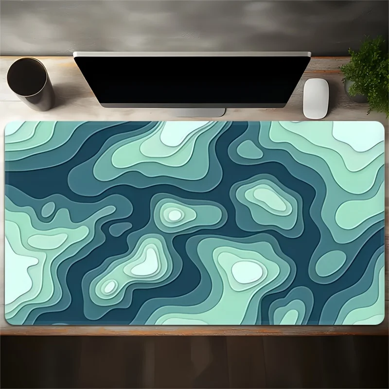Topographic Contour Map Extra Large Desk Mat Non Slip Rubber Gaming Mouse Pad for Office