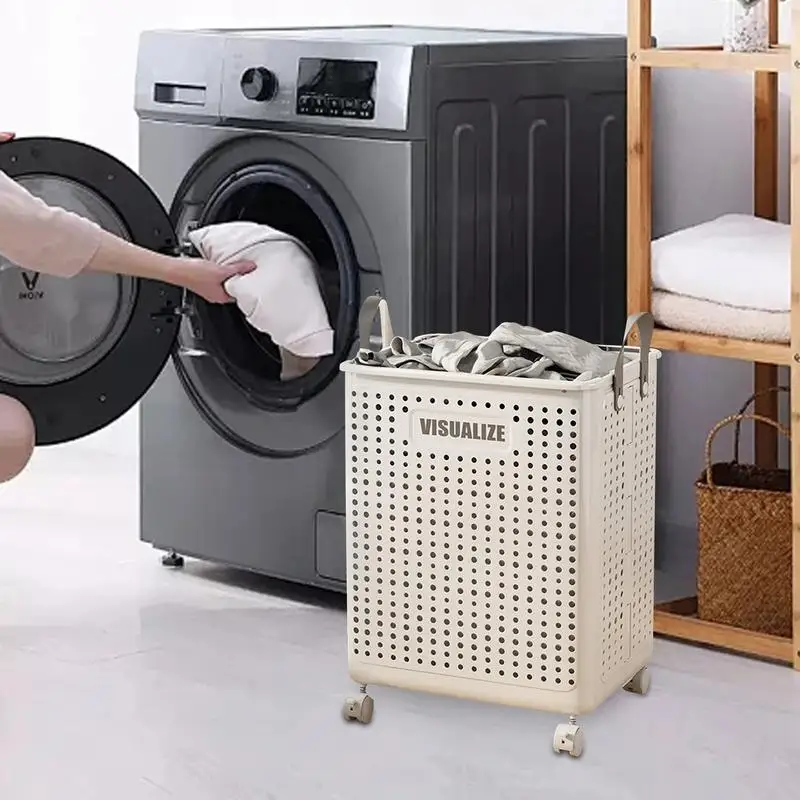 Mand Met Wielen Opvouwbare Geventileerde Vuile Kleding Mand Met Wielen Multifunctionele Opslag Gladde Glijdende Kleding Mand Met