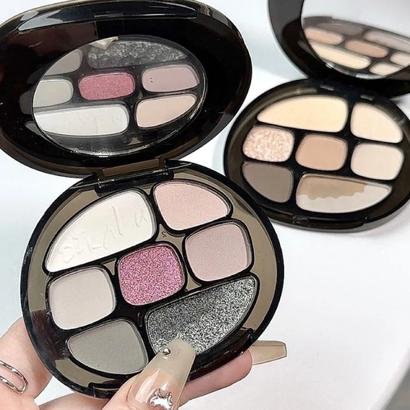 DIKALU 8-Farben-Lidschatten-Palette, rauchrosa, matt, perlmuttartig, glitzernd, schwarz, lila, braun, coole Nacht-Augenkosmetik für Frauen