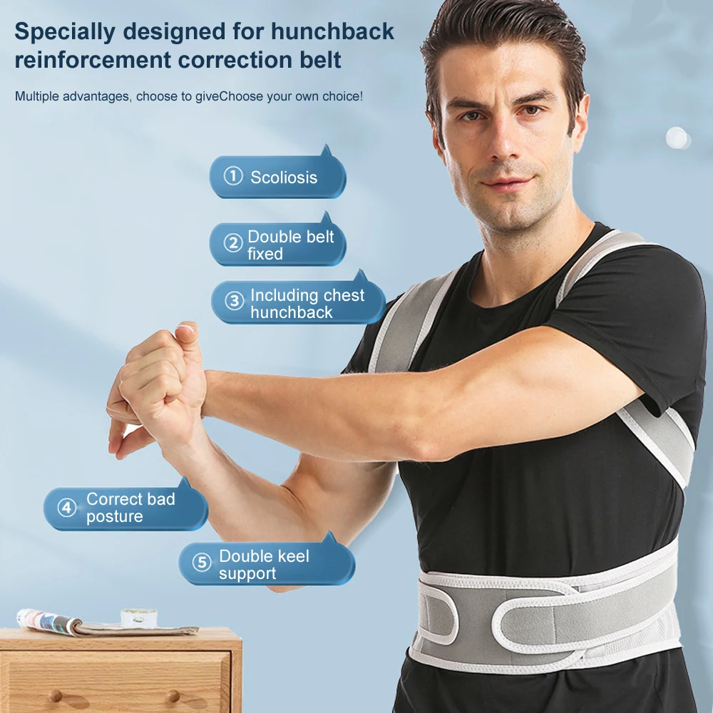 New Design Humpback Girdle Keel Upper Back Strap Brace Shoulder Posture Corrector Scoliosis Spine Support Lumbar Orthopedic Belt