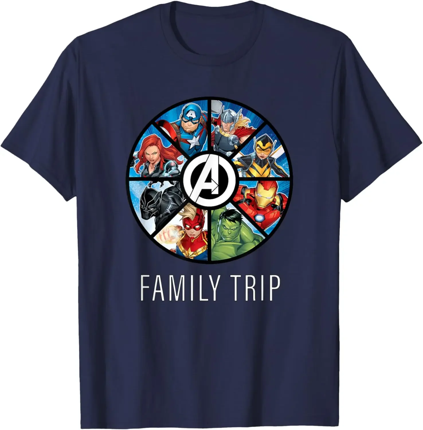 Marvel Avengers A-logo Circle Super Hero Family Trip T-Shirt