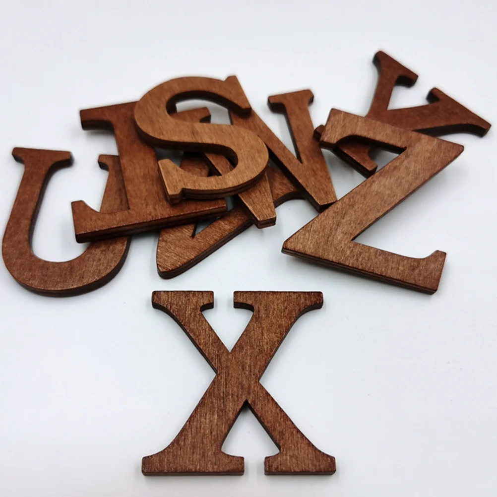 26 قطعة 44 مللي متر شرائح الأبجدية الخشبية 26 حروف كبيرة لتقوم بها بنفسك رقائق خشبية تعليمية لتعلم أداة الدراسة الإنجليزية