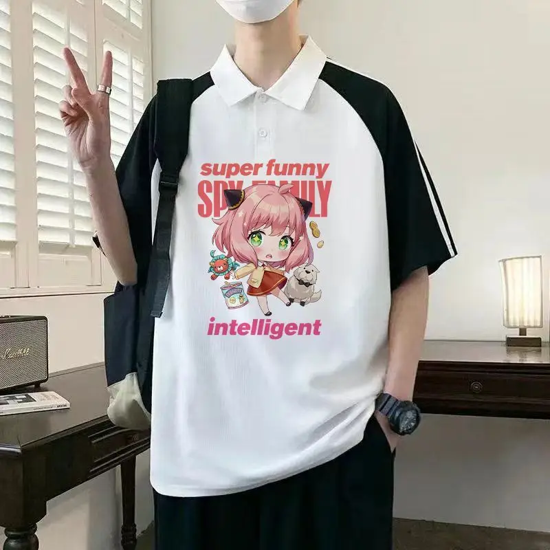 Kaus Kerah Lipat Keluarga Spy X Baru Merchandise Anime Aniya Kaus Polo Uniseks Musim Panas Kartun Longgar