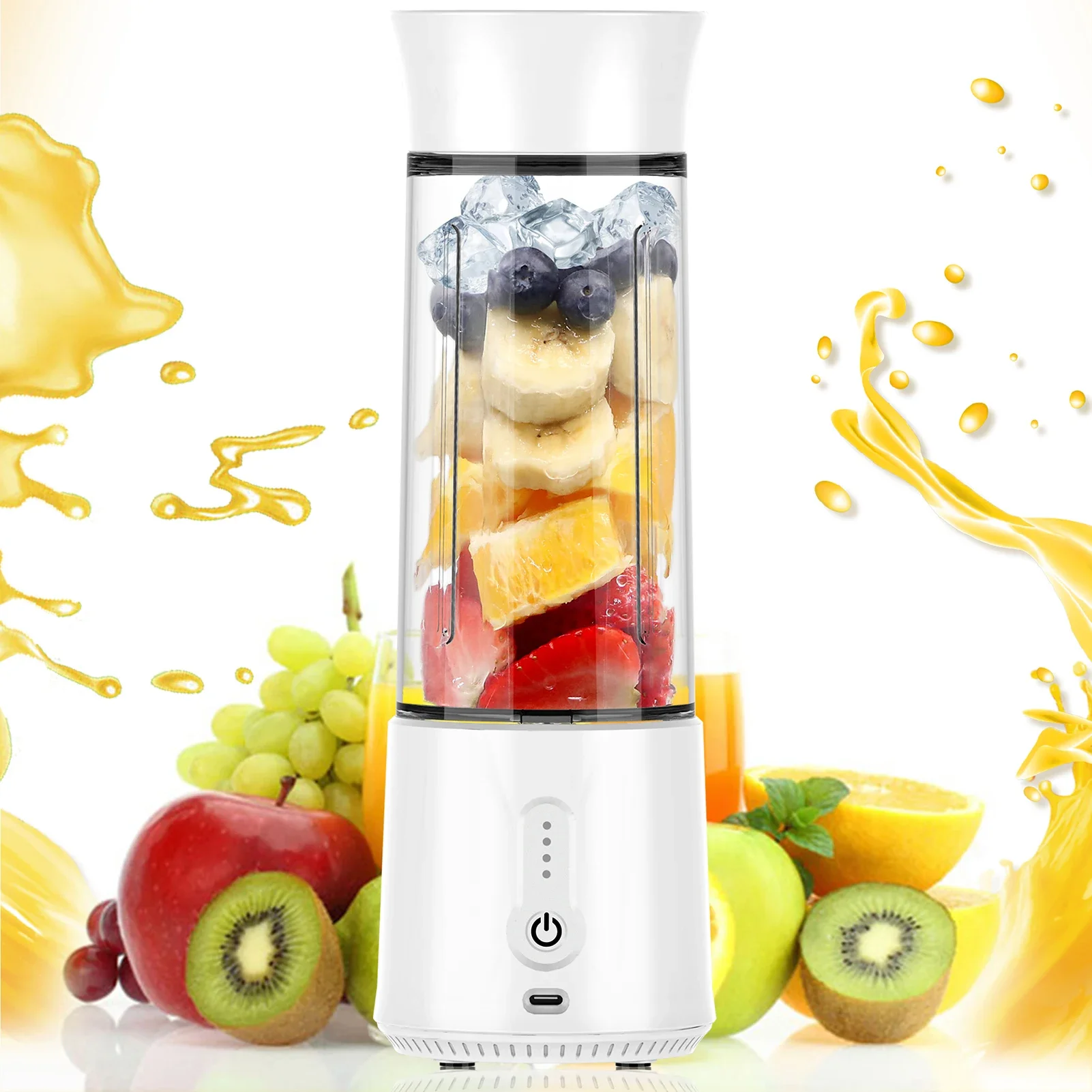 

500 ml Portable Blender Mini Handheld Fruit and Shakes Mixer with 6 Blades Personal Usb Rechargeable Juice Cup for Sports Travel