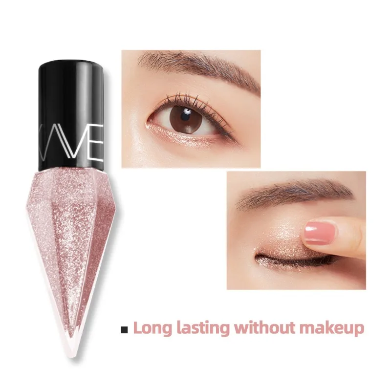 Oogschaduw Parelmoer Diamant Oogschaduw Vloeistof 5-kleur Pailletten Make-Up Gladde Mini Fijne Borstel Eyeliner Glans En Hoofd