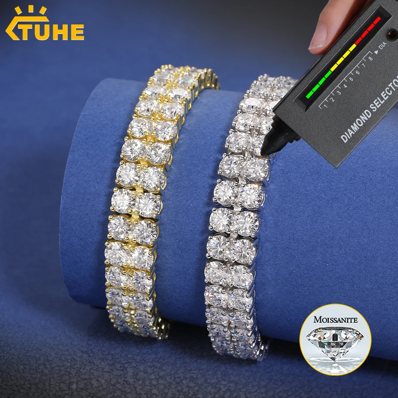 tuhe-double-row-d-vvs1-moissanite-tennis-bracelet-3mm-for-man-unisex-hip-hop-jewelry-woman-brass-bracelet-fashion-party-gifts