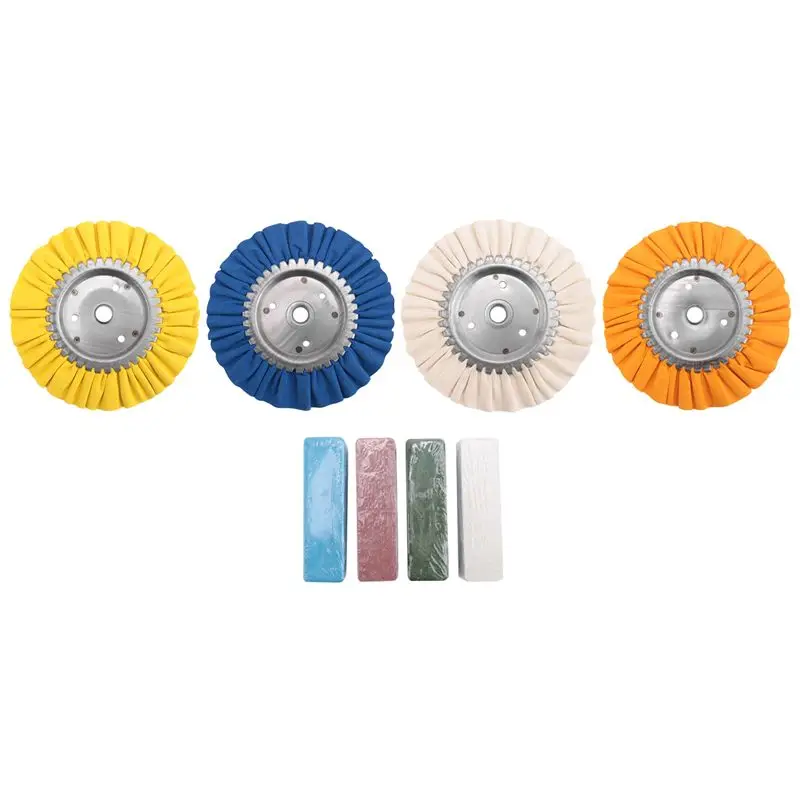 A76I-8Pcs 8Inch Airway Buffing Wheel Aluminum Wheel Polishing Kit Safe Flange In Diameter 5/8 Inch Arbor For Angle Grinder