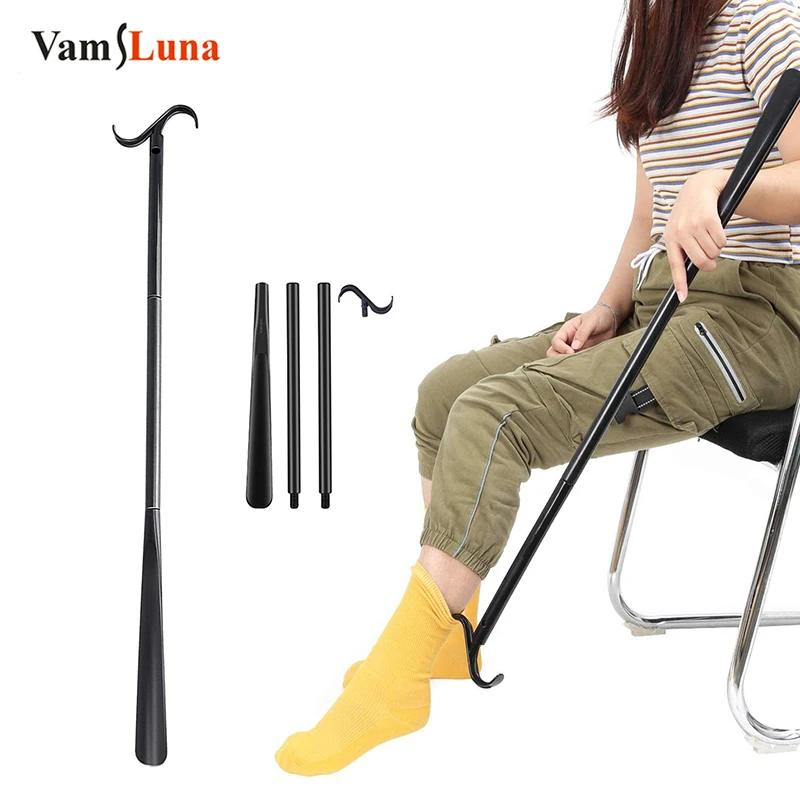 Multi-Functional Wear Socks Shoes Walking Stick Elderly Disabled Rehabilitation Tool Detachable Adjustable Auxiliary Rod