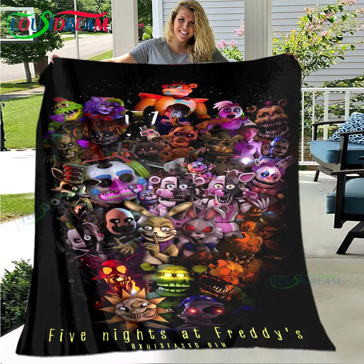 

Horror Games Five Nights Bear Printed Four Season Blanket Sofa Cover Travel Bed Plush Office Break Blanket Picnic Blanket