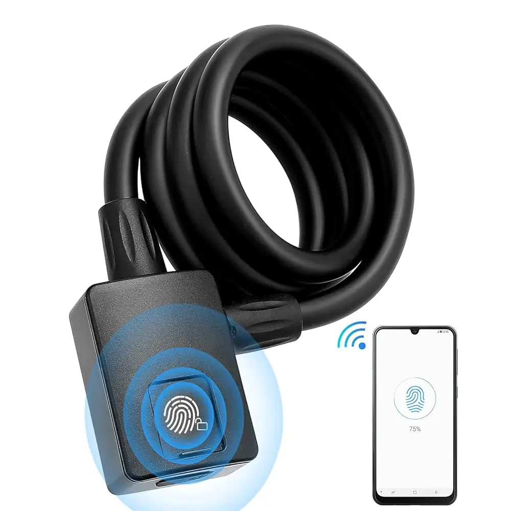 

Бесплатная доставка: Bluetooth-замок для велосипеда с отпечатком пальца, защита от кражи, водонепроницаемый, кабель 1 м, IP65, кодовый замок, отпечаток пальца и Bluetooth
