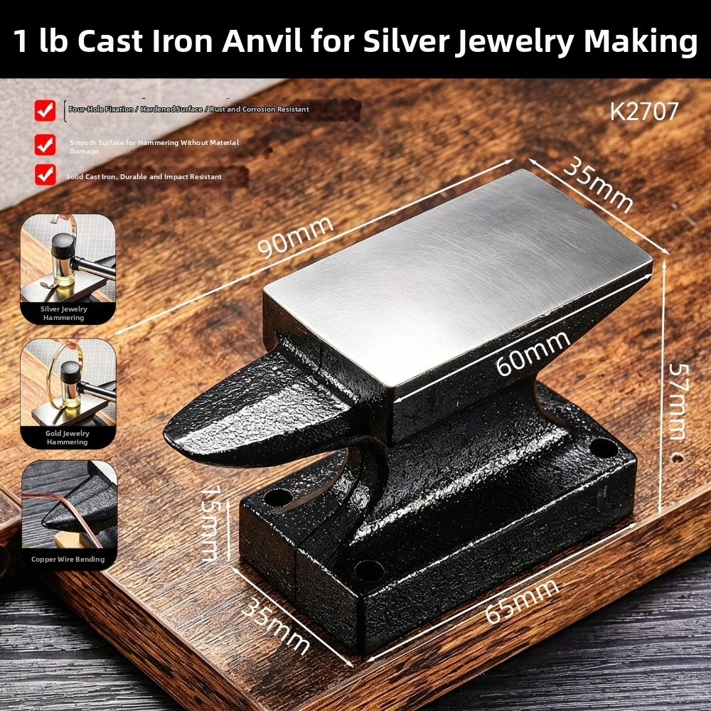 Cast Iron Single Horn Anvil Compact Size High Hardness Bench Block Anvil Mini Size Flat Knocking Surface Blacksmith Forge Kit