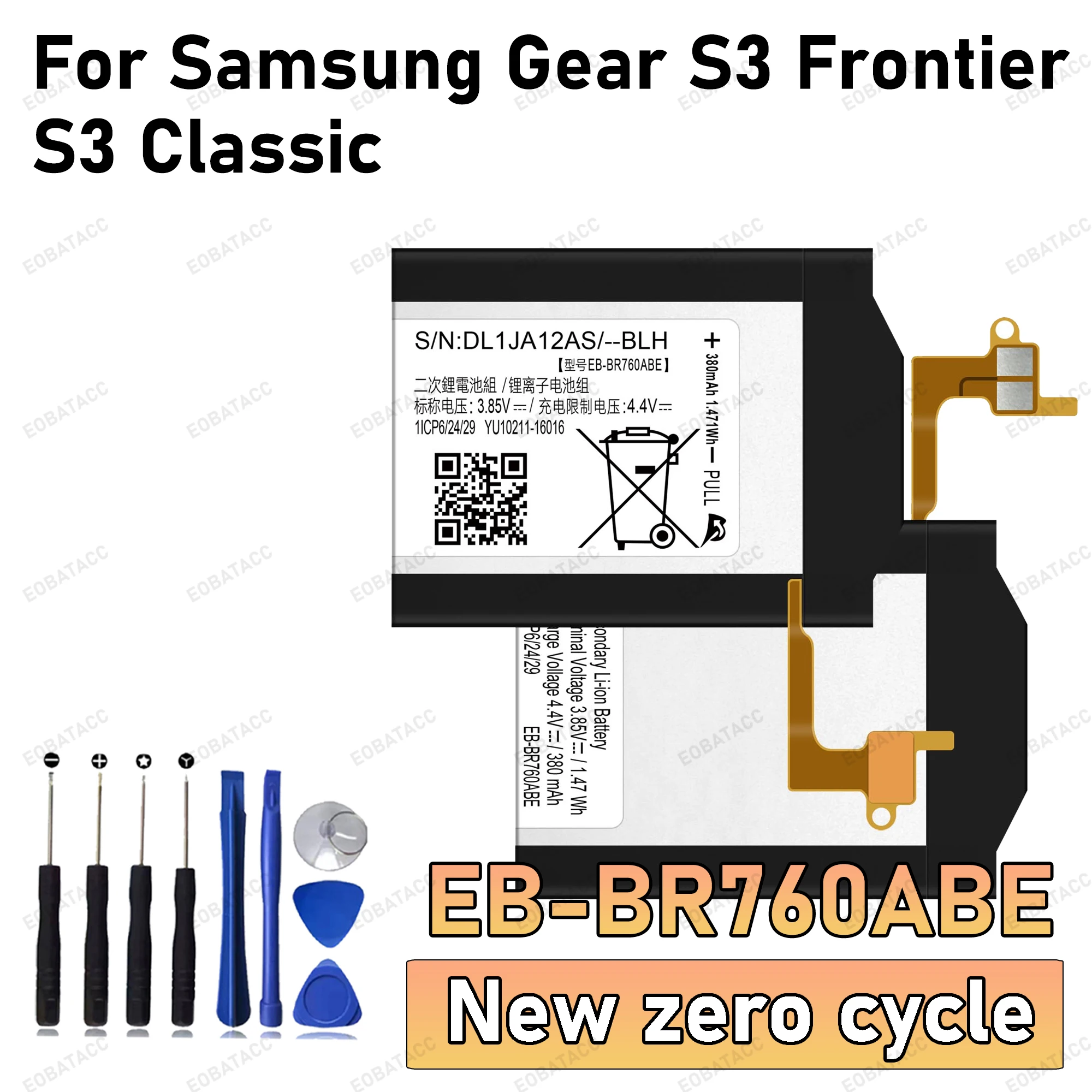 

380mAh EB-BR760ABE Battery For Samsung Gear S3 Frontier/S3 Classic Replacement Bateria+Free Tools