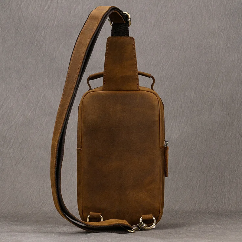 Bolsa de ombro vintage para homens, mochilas tiracolo, bolsas de couro masculinas, mochila casual de viagem, Crazy Horse