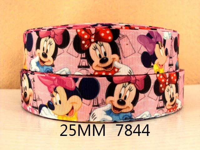 Disney 5 Yards Multi Size Princess Minnie Mouse Printed Grosgrain Ribbon For Hairbows DIY Craft Supplies Cartoon Ribbons