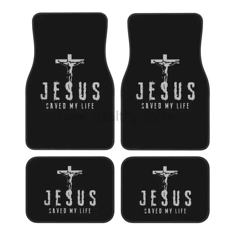 Custom Made Car Floor Mats Front & Rear Rugs Set Christian Jesus Saved My Life Cross Print Foot Mats for Mini Cooper Car Suv