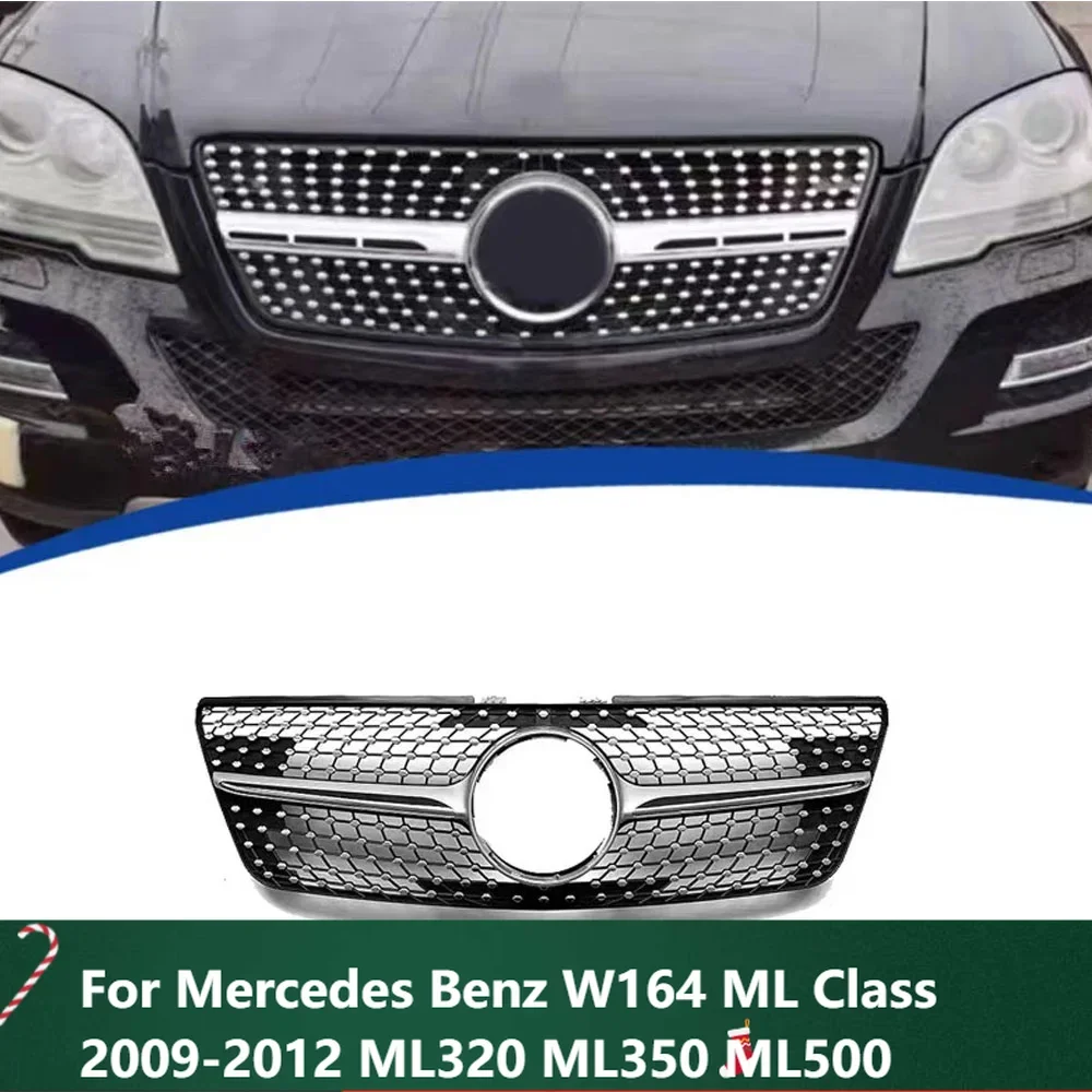 

New！Racing Grill Front Grille Black/Silver Upper Bumper Hood Mesh Grid For Mercedes Benz W164 ML Class 2009-2012 ML320 ML350 ML5