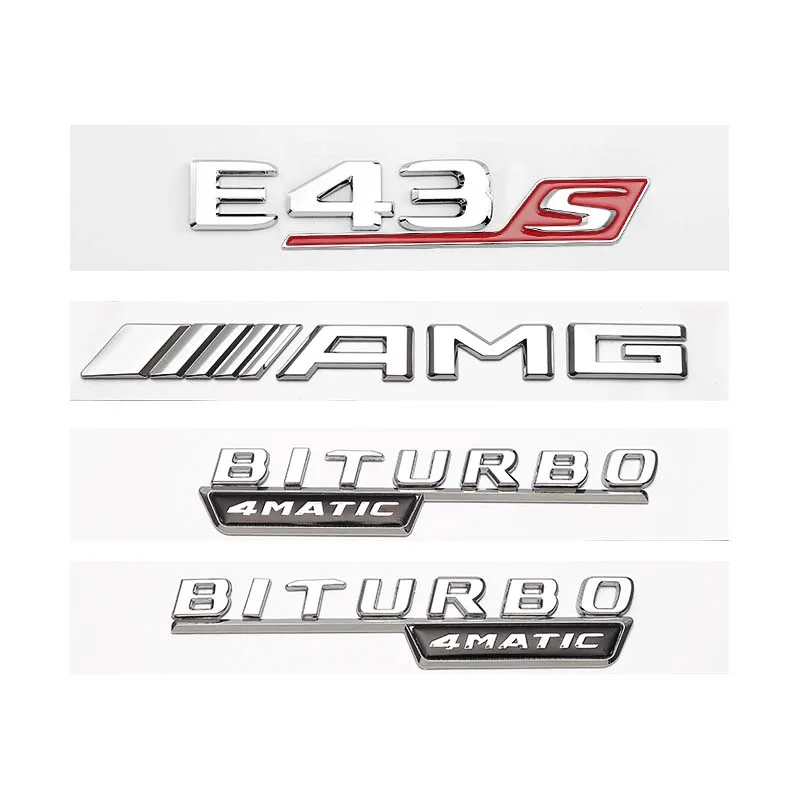 3D ABS Fender Side Sticker BITURBO 4MATIC AMG Rear Trunk Badge Star Emblem For Mercedes Benz E43 E43S W212 W213 Accessories