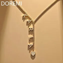 DOREMI 9mm Initial Letters Birthstone Zircon Letter Custom Name Cuban Chain Pave Name Personalized Gift Jewelry