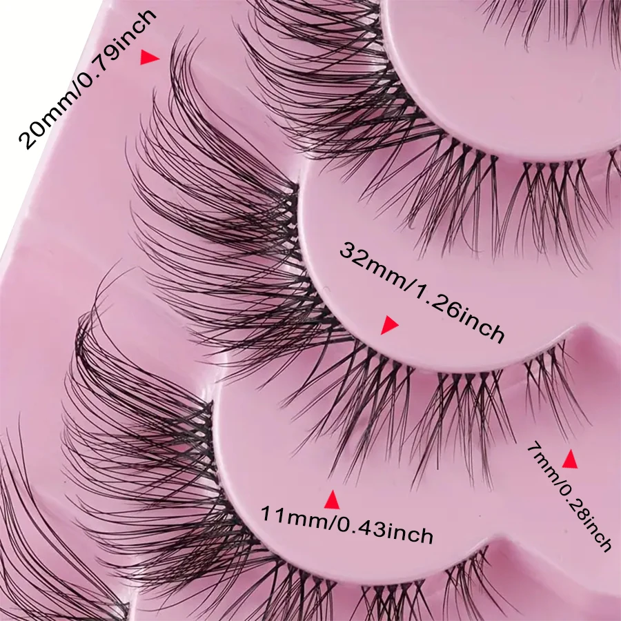 7 paia di ciglia finte con stelo trasparente, ciglia naturalmente arricciate con occhio di mango, ciglia finte per trucco occhi di volpe