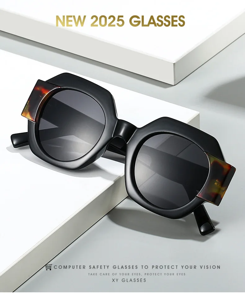 Neue Hexagon Einzigartige Sonnenbrille Frauen Marke Designer Farbe Patchwork Retro Weibliche Shades Reise Casual Brillen – Detail 1