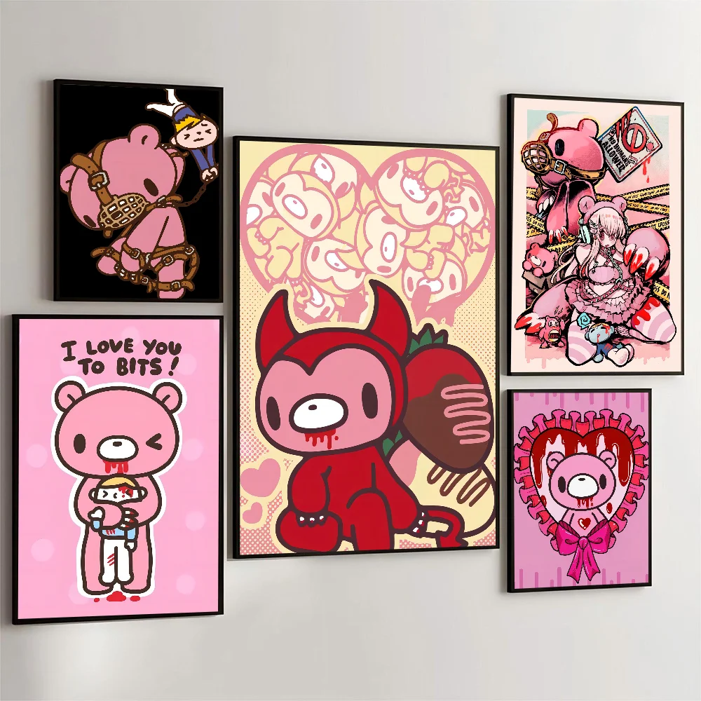 1pc Cartoon G-gloomy Bear Poster Self-adhesive Art Waterproof Paper Sticker Coffee House Bar Room Wall Decor