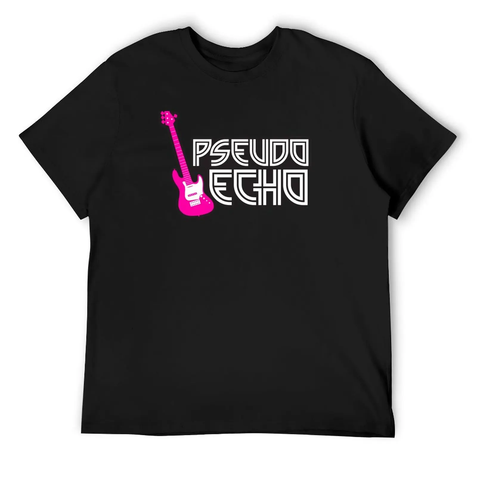 

Pseudo Echo guitar - pink and white T-Shirt T-shirts oversize anime clothes cute tops mens clothes