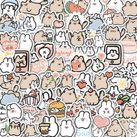 60PCS Cute Cat&Rabbit Kawaii Stickers Vintage For DIY Kids Notebook Luggage Motorcycle Laptop Refrigerator Decals Graffiti