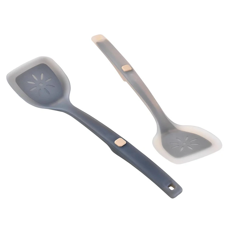 

Translucent Silicone Spatula With Stainless Steel Inner Core, Wall Hanging Non-stick Long Handle Cooking Turner, Kitchen Utensil