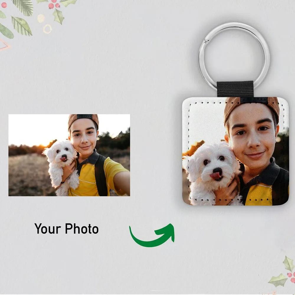 سلاسل المفاتيح الجلدية المخصصة بأشكال مختلفة كما المعلقات الرئيسية مع صور مخصصة إرسال هدية عائلية لصديق بالجملة