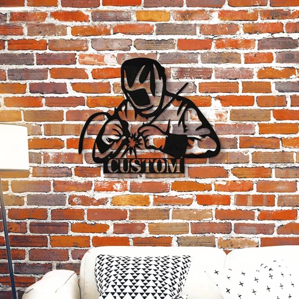 

Custom Iron Metal Welding Wall Art - Feature Welder Silhouette - Exceptionally Durable for Workshop & Garage Decor
