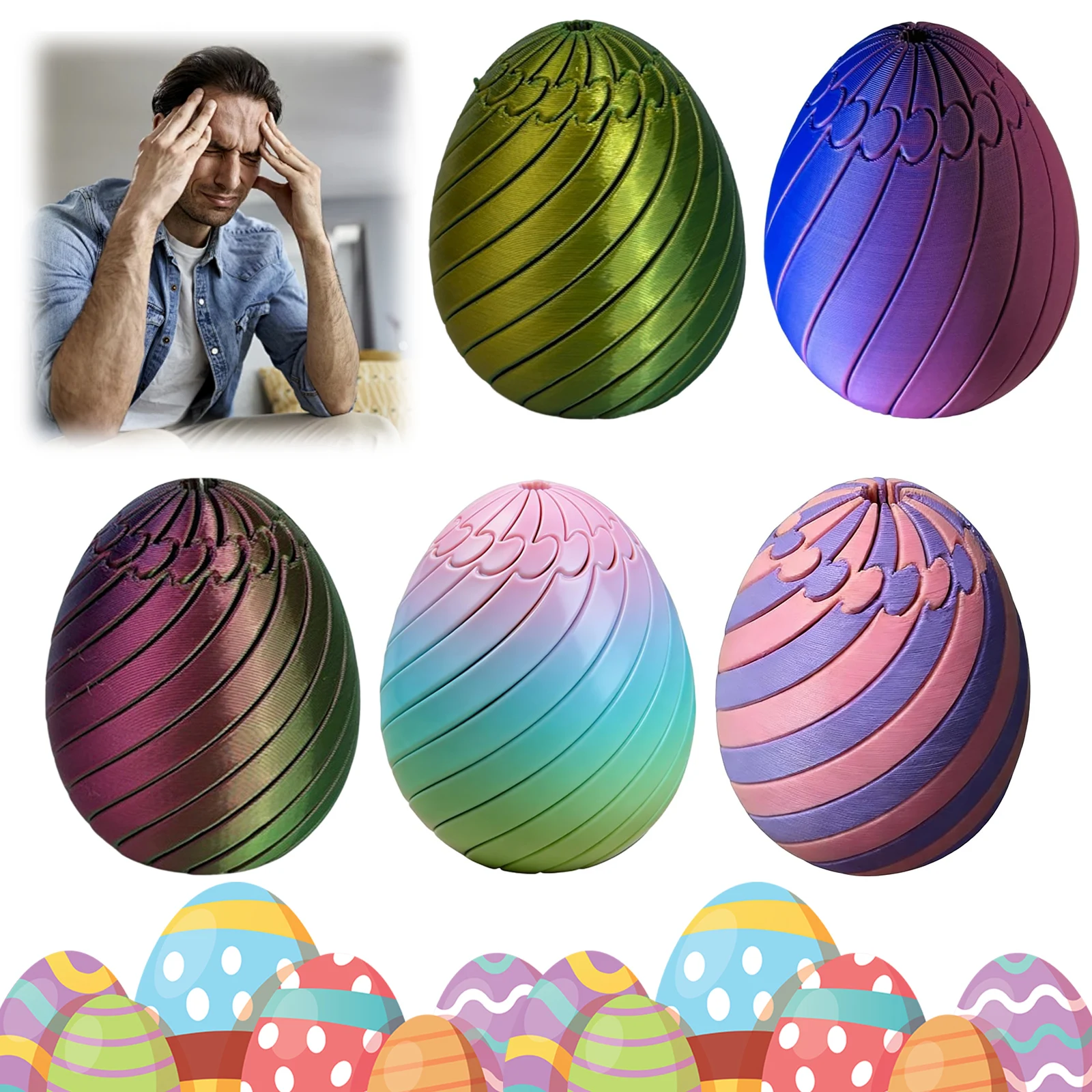 

Забавные 3D-печатные яйца-антистресс Twisty Fidget Egg для пасхальных корзин, сувениры для пасхальных вечеринок для мальчиков, детей и подростков от 14 лет