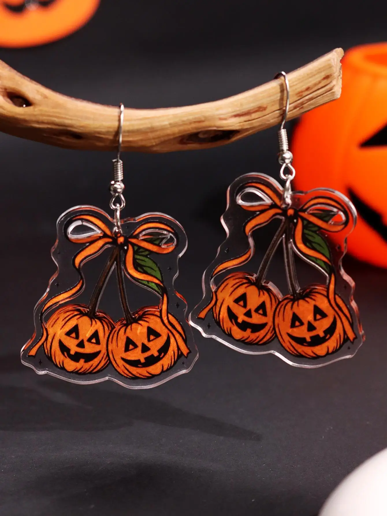 HUANGZHI NEUE modische Halloween-Ohrringe mit Kürbisschleife und einzigartigem Design für den Alltag, Urlaub, Party-Schmuck für Damen