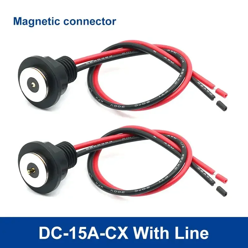 DC-15A-CX Magnetic Connector with Line Thread Waterproof Terminals 1.2M Charging Power Cord  Magnetic Contacts Male Female Plug