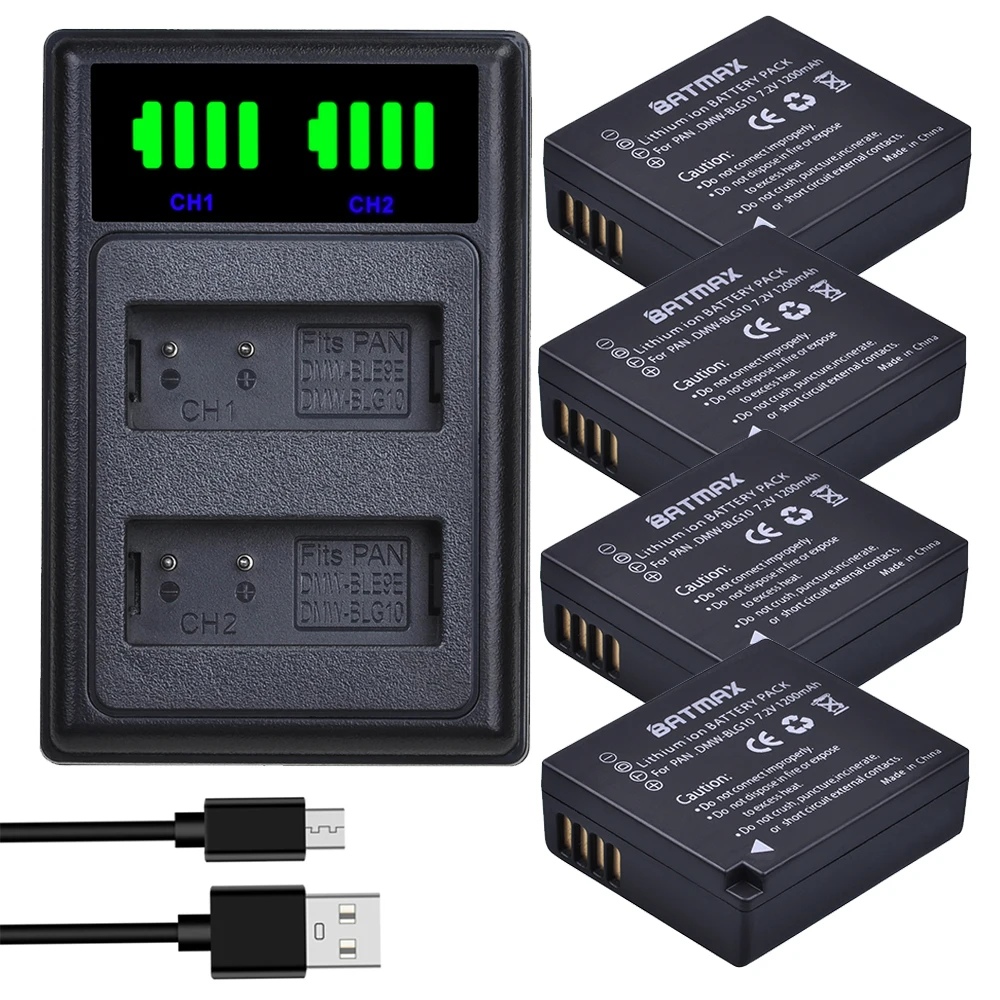 Batmax DMW-BLG10 DMW-BLE9 BPDC15 battery+LED Dual Charger for Panasonic LUMIX GF5 GF6 GX7, GX7 Mark II,DX9 LX100 GX80 GX85