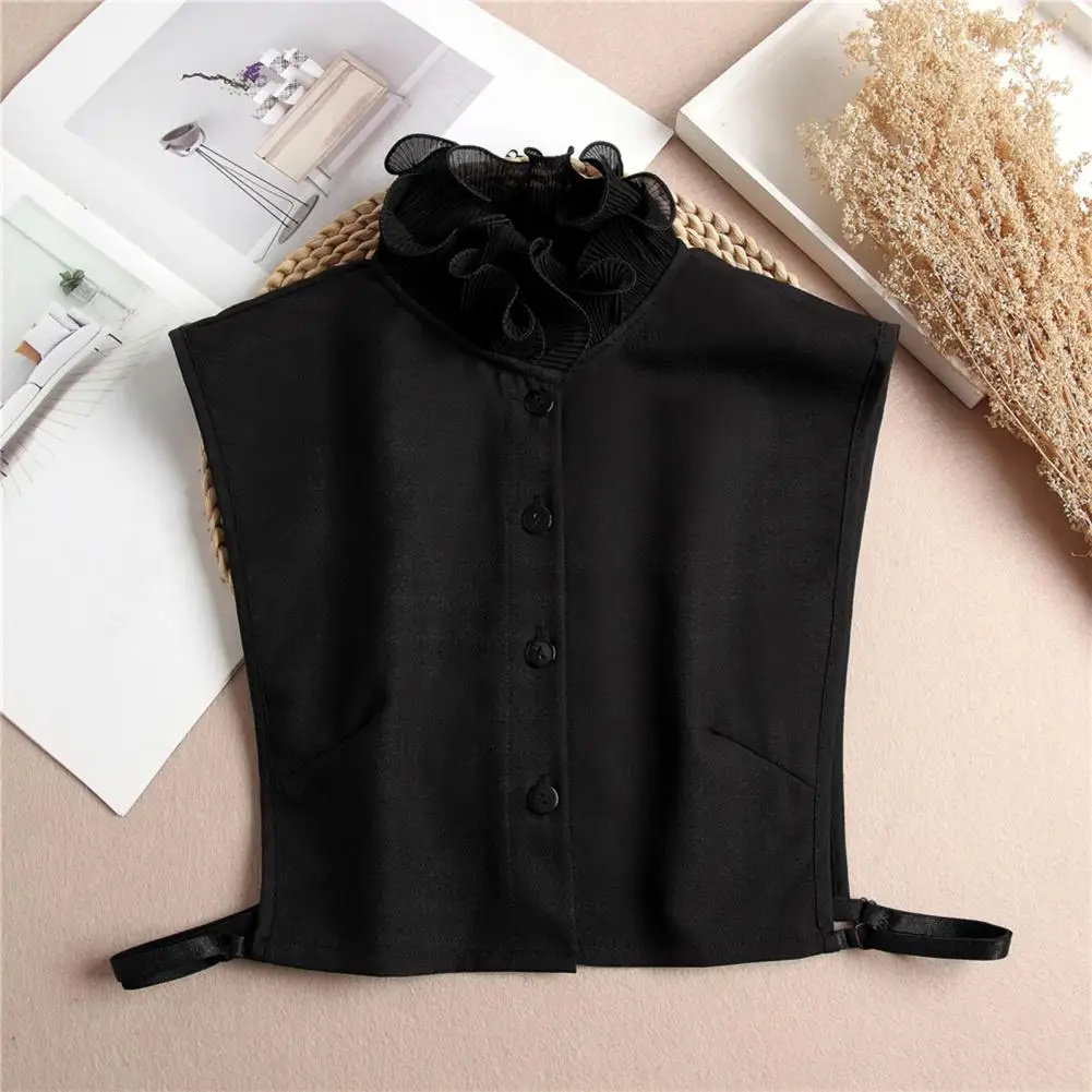 

Women Fake Collar Versatile Lace Jacquard Accessory Fake Collar Lace Jacquard Tube Top Adjustable Bust Button Closure Solid