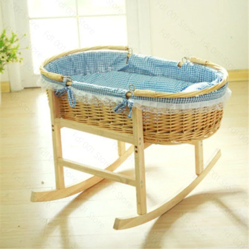 Handmade Natural Rattan Baby Basket Portable Ins Popular Woven Newborn Sleep Storage Cradle Storage Food Essentials