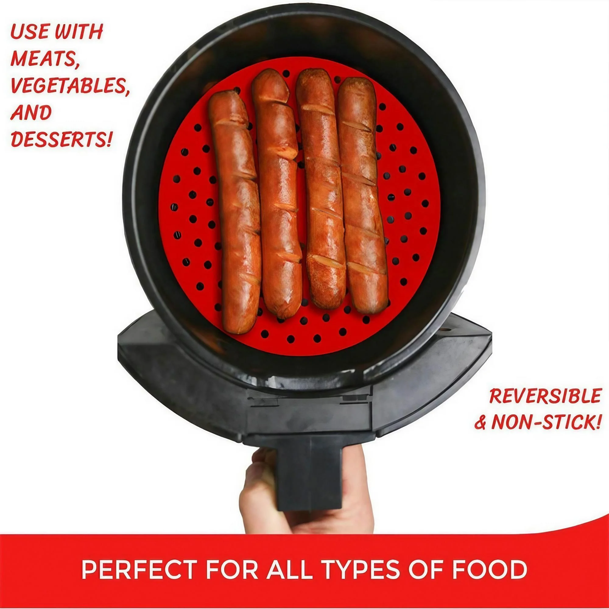 Forros reutilizáveis antiaderentes de silicone para fritadeira a ar, tapetes perfurados à prova d'água para todos os modelos 7 5 8 8 5 9 polegadas