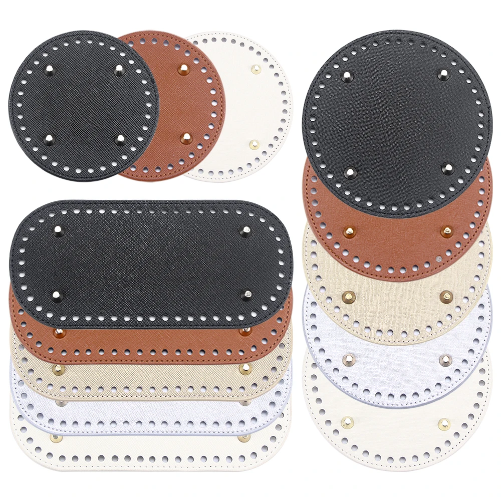 1 قطعة DIY الحياكة بولي Leather حقيبة جلدية أسفل الملحقات Temaplate ، دائرة و البيضاوي أسفل قالب الاستنسل ، DIY بها بنفسك الكروشيه نسج المواد أداة #1