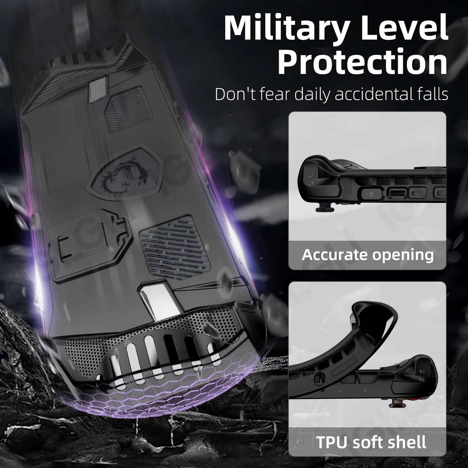 Zestaw akcesoriów 3 w 1 do MSI Claw A8 BZ2EM: etui ochronne z szkłem hartowanym na ekran i torbą do przenoszenia, pokrowiec do przechowywania w podróży. — zdjęcie produktu 6