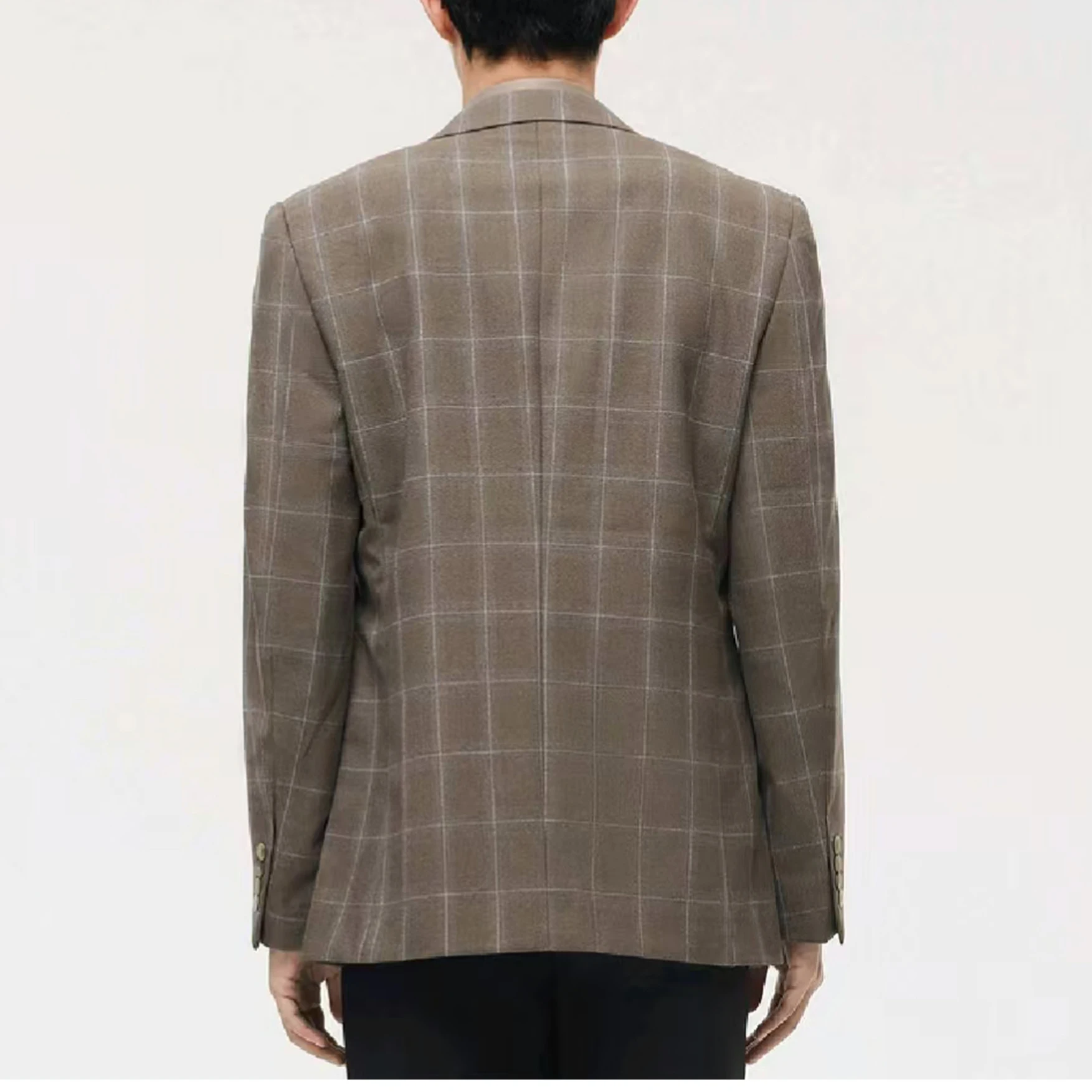 

Мужской шерстяной костюм приталенного кроя, небольшой размер, цена, клетчатый узор, деловой повседневный костюм, длинный свек, застежка на одной пуговице